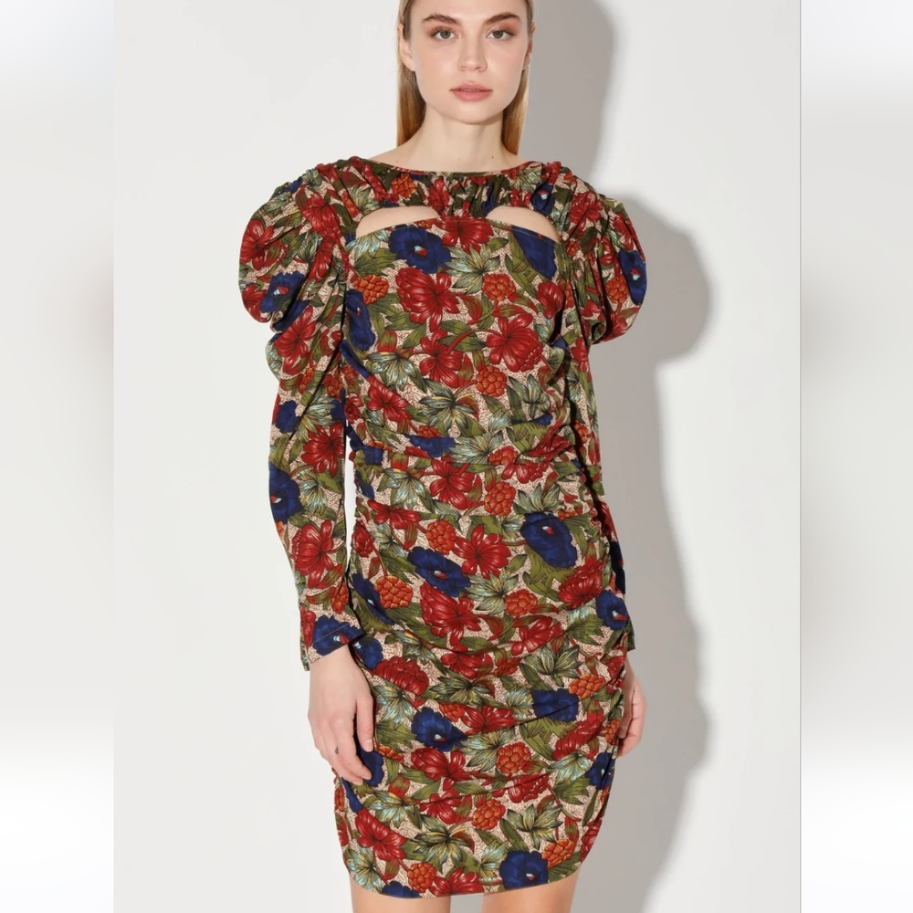 Walter Baker NWT Verlee Ruched Bodycon Long Sleeve Dress Size 10 In Royal Garden